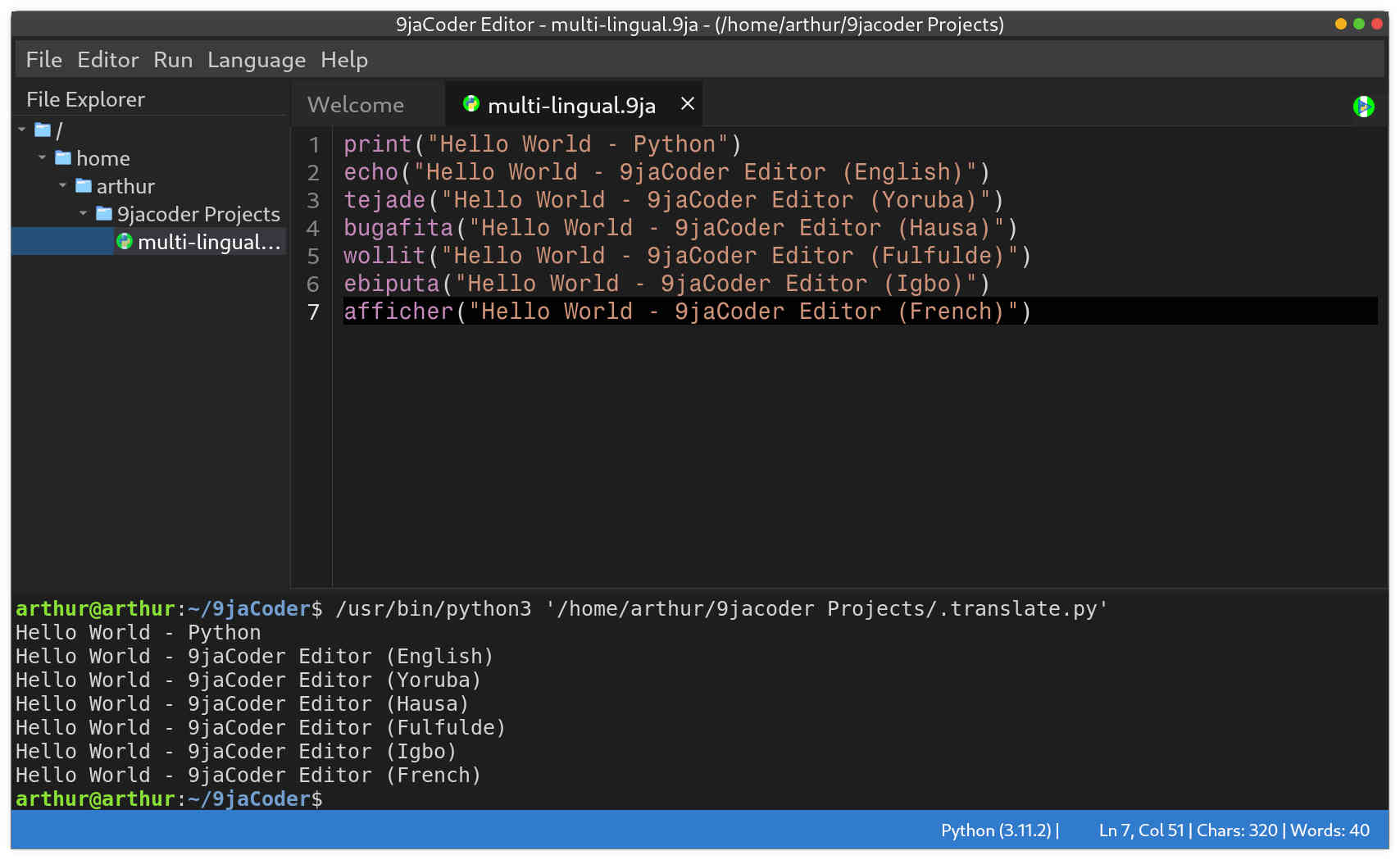 Multi-Language Code Editor
